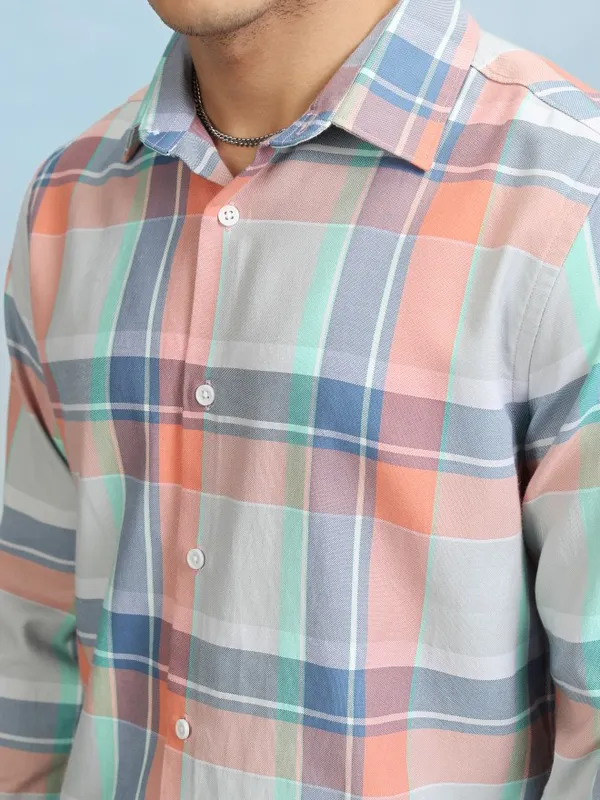 Highlader Men Grey Checked Regular Fit Casual Shirt