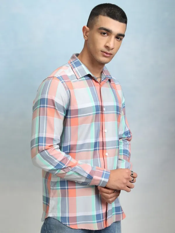 Highlader Men Grey Checked Regular Fit Casual Shirt