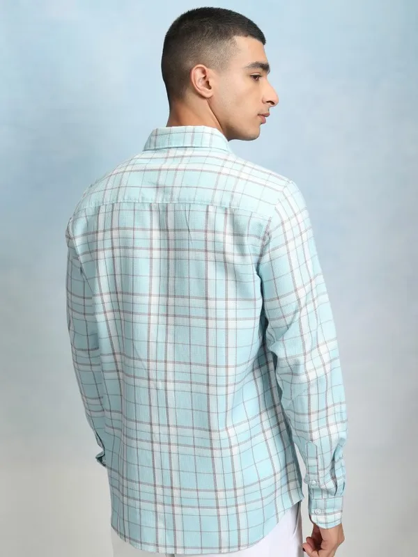 Highlader Men Blue Checked Regular Fit Casual Shirt