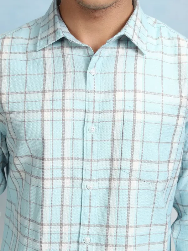 Highlader Men Blue Checked Regular Fit Casual Shirt