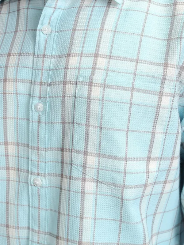 Highlader Men Blue Checked Regular Fit Casual Shirt