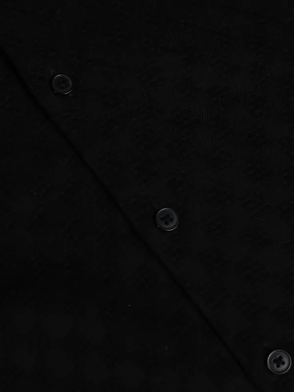 Highlander Men Black Self Design Relaxed Fit Casual Shirt