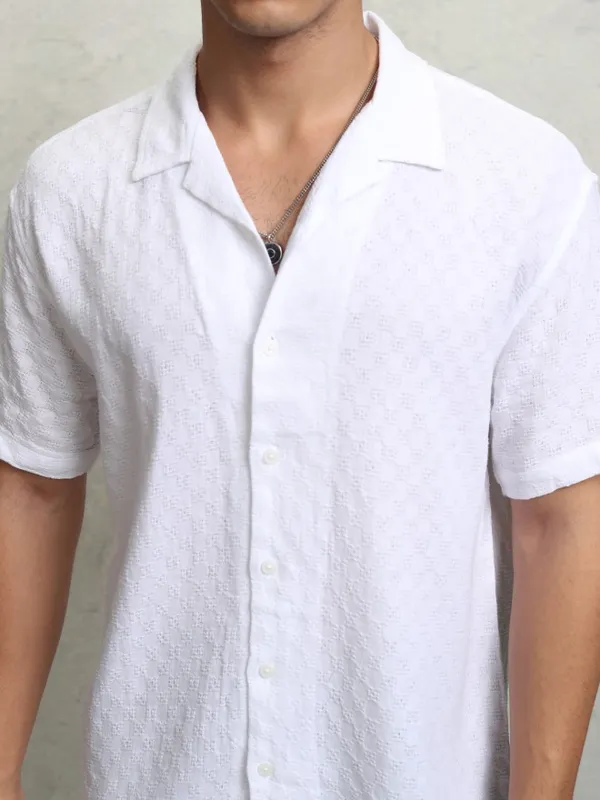 Highlader Men Black Textured Relaxed Fit Casual Shirt