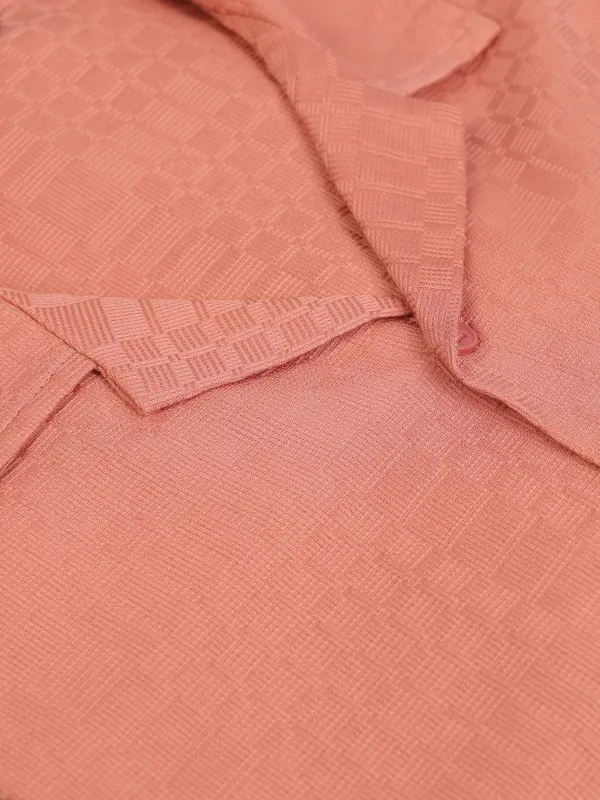 Highlander Men Coral Textured Oversized Fit Casual Shirt