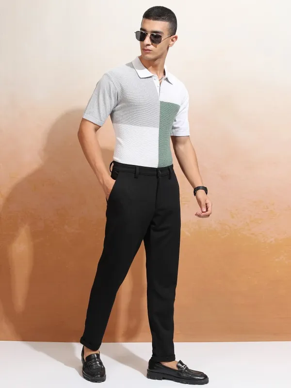 Highlander Men White Solid Polo Collar T-Shirt