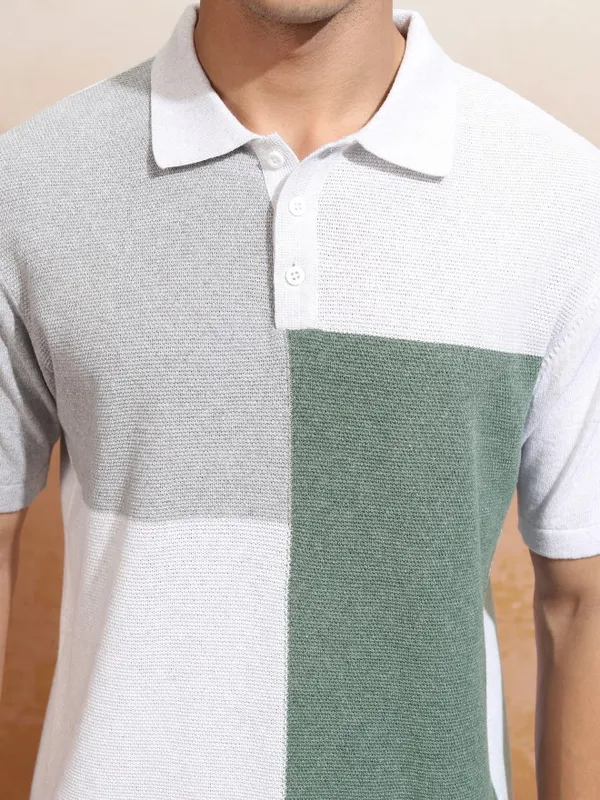 Highlander Men White Solid Polo Collar T-Shirt