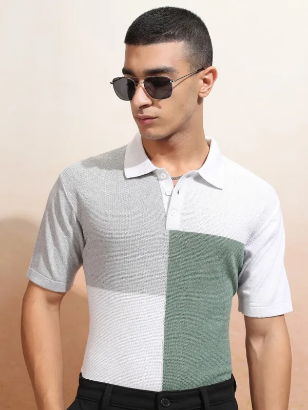Highlander Men White Solid Polo Collar T-Shirt
