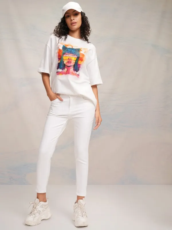 Tokyo Talkies Women White Slim Fit Stretchable Jeans