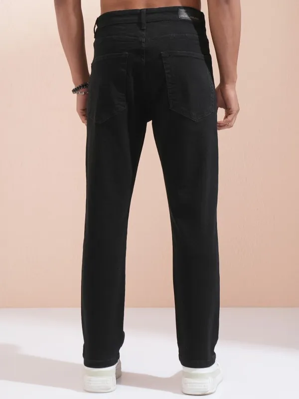 Highlander Men Black Straight Fit Stretchable Jeans