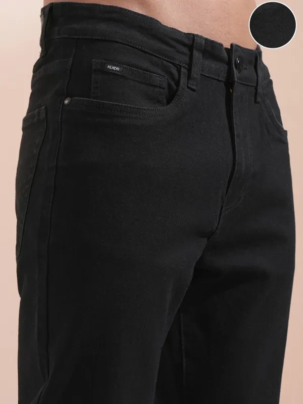Highlander Men Black Straight Fit Stretchable Jeans