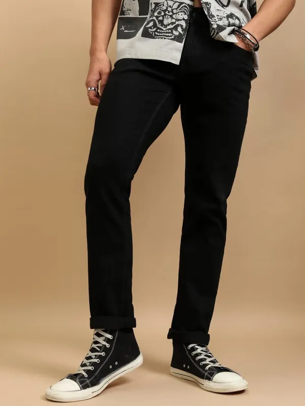 Highlander Men Black Slim Fit Stretchable Jeans