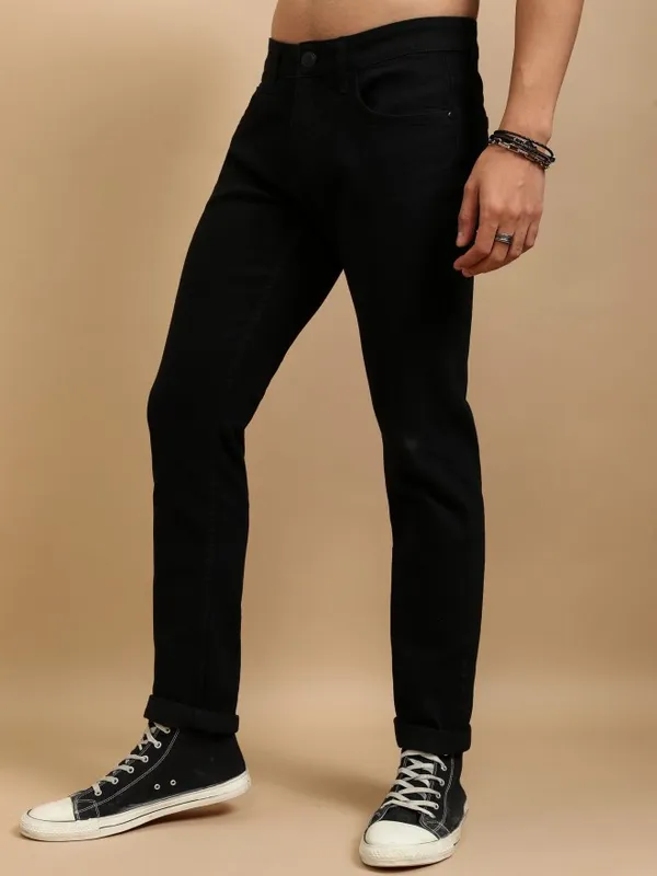Highlander Men Black Slim Fit Stretchable Jeans