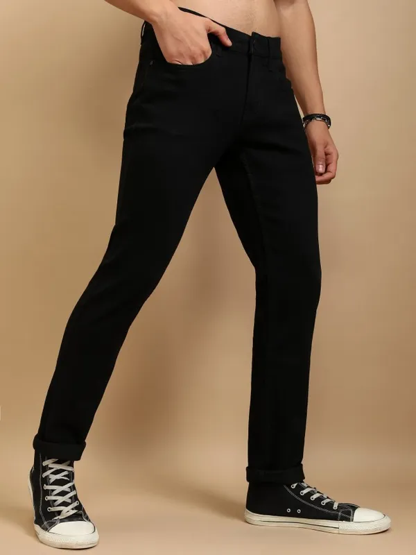 Highlander Men Black Slim Fit Stretchable Jeans