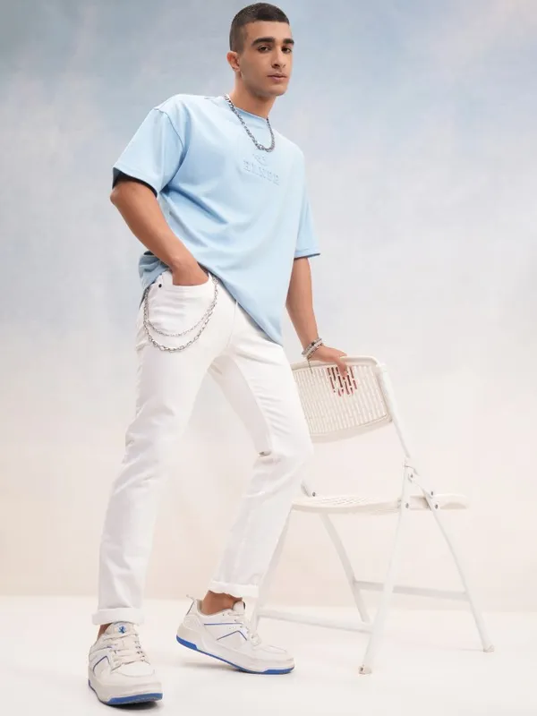 Highlander Men White Slim Fit Stretchable Jeans