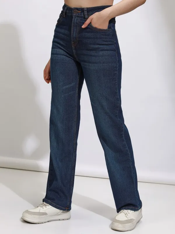 Tokyo Talkies Women Blue Straight Fit Stretchable Jeans