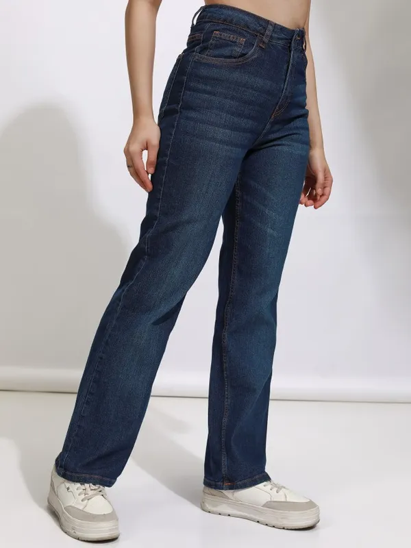 Tokyo Talkies Women Blue Straight Fit Stretchable Jeans