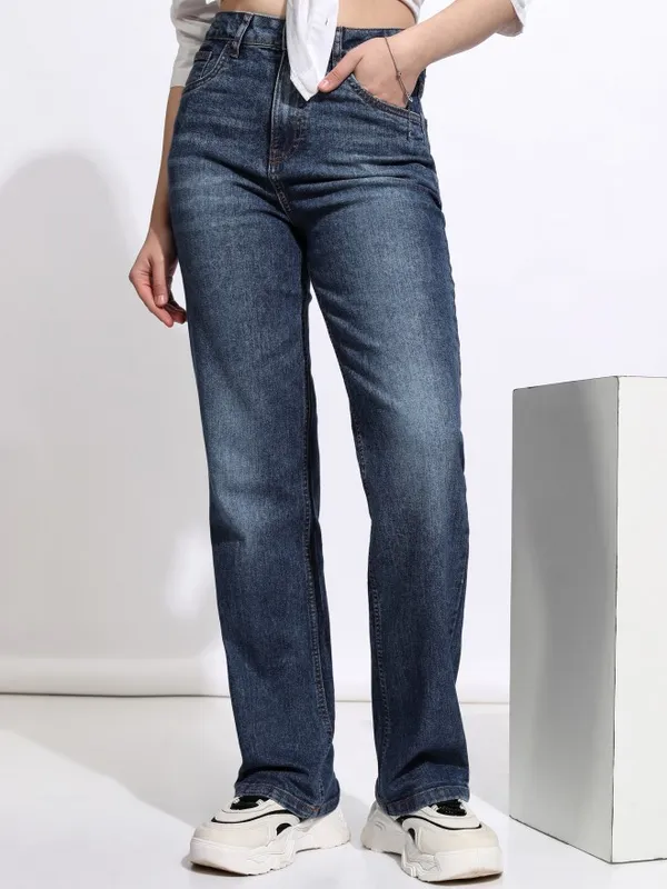Tokyo Talkies Women Blue Straight Fit Stretchable Jeans