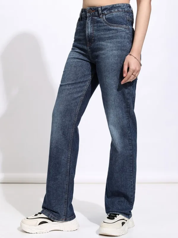Tokyo Talkies Women Blue Straight Fit Stretchable Jeans
