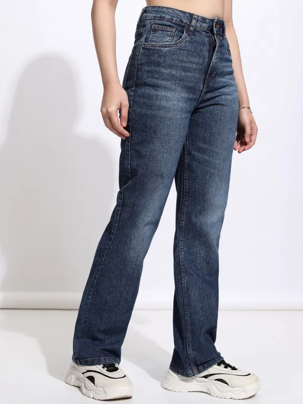 Tokyo Talkies Women Blue Straight Fit Stretchable Jeans