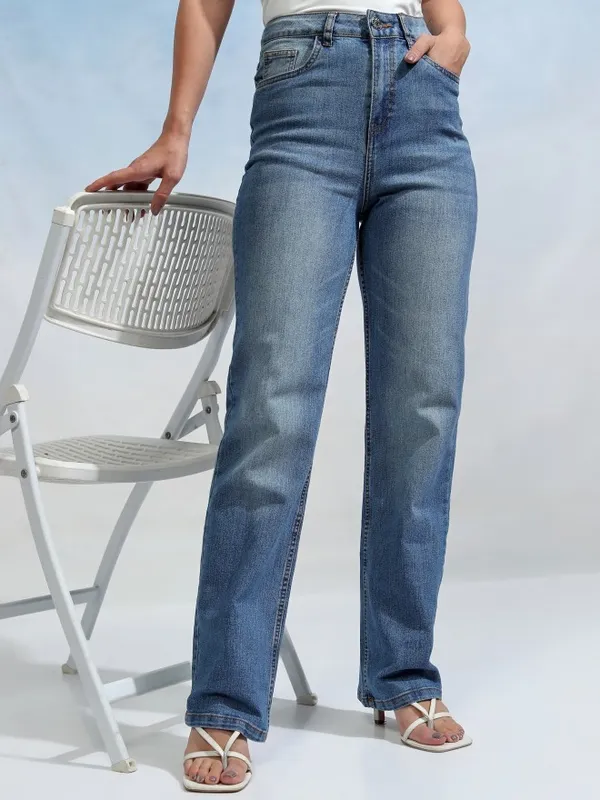 Tokyo Talkies Women Blue Straight Fit Stretchable Jeans