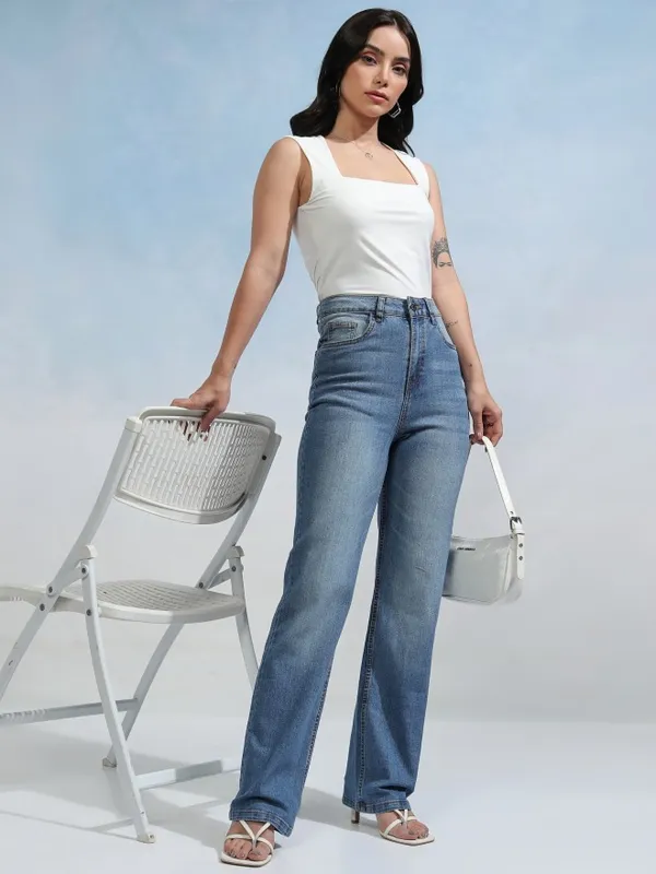 Tokyo Talkies Women Blue Straight Fit Stretchable Jeans