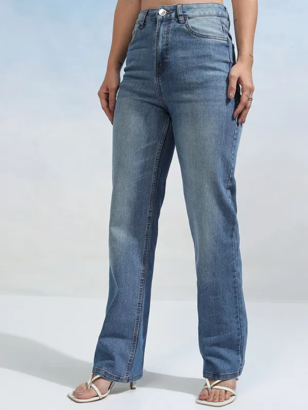 Tokyo Talkies Women Blue Straight Fit Stretchable Jeans