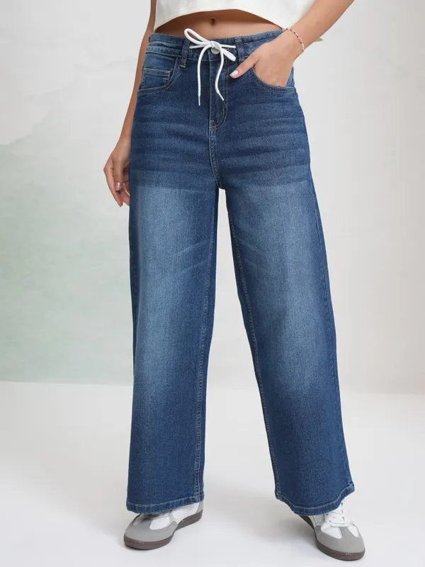 Tokyo Talkies Women Blue Wide Leg Stretchable Jeans