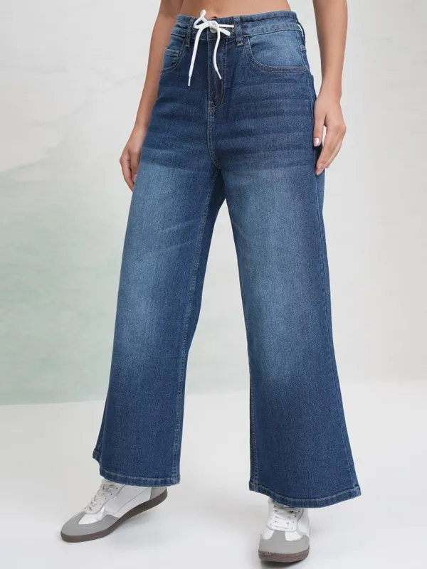 Tokyo Talkies Women Blue Wide Leg Stretchable Jeans