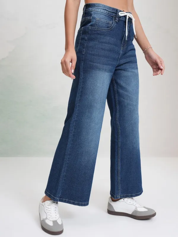 Tokyo Talkies Women Blue Wide Leg Stretchable Jeans
