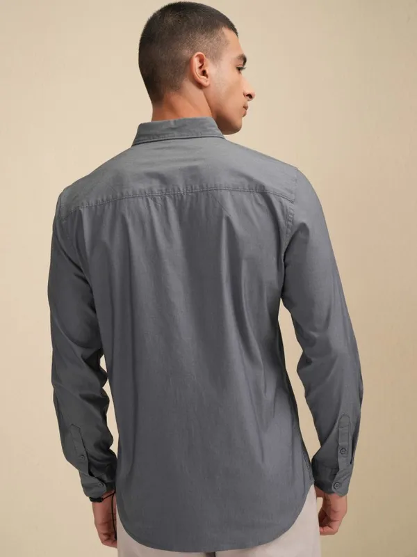 Highlander Men Charcoal Printed Regular Fit Casual Shirt