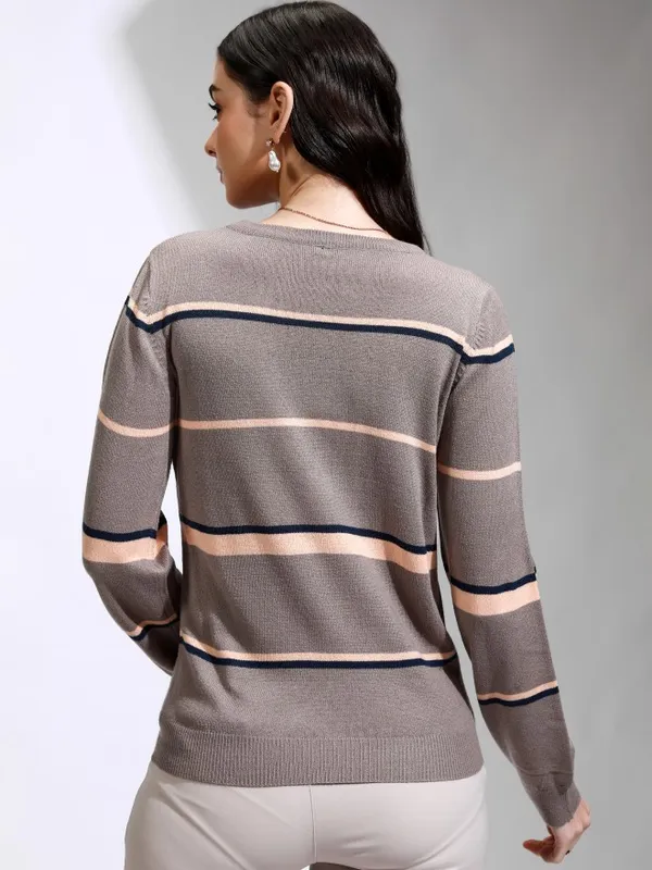Tokyo Talkies Women Grey Round Neck Sweater