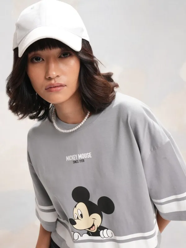 Mickey Mouse Printed Boxy Fit T-Shirt