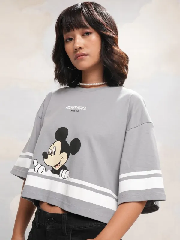 Mickey Mouse Printed Boxy Fit T-Shirt