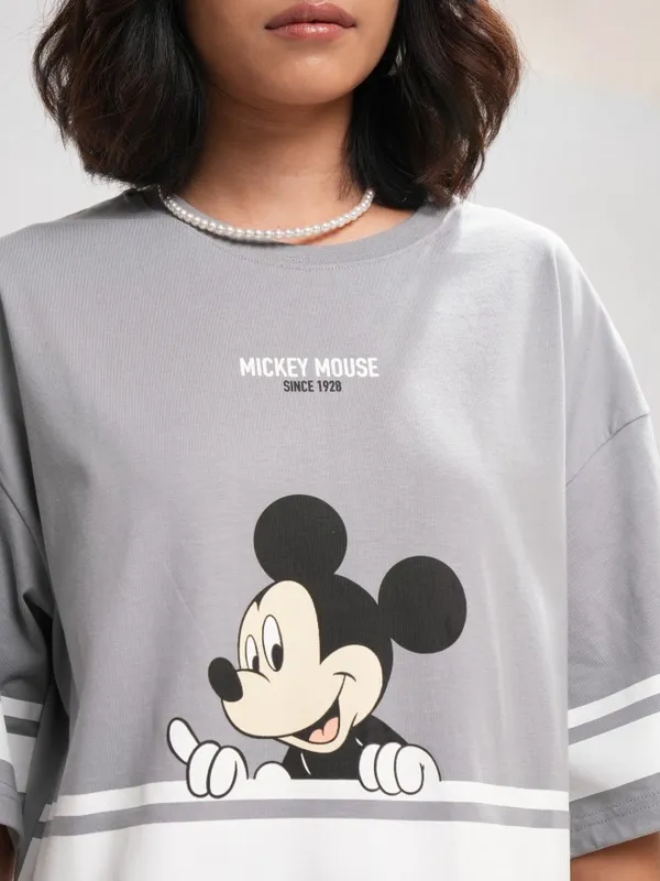 Mickey Mouse Printed Boxy Fit T-Shirt