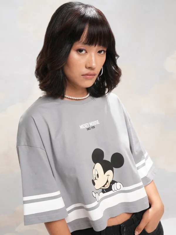 Mickey Mouse Printed Boxy Fit T-Shirt
