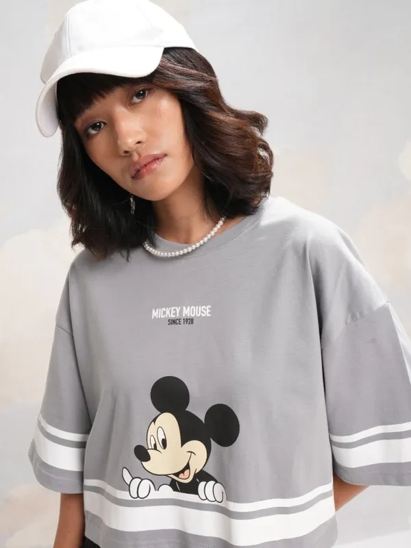 Mickey Mouse Printed Boxy Fit T-Shirt
