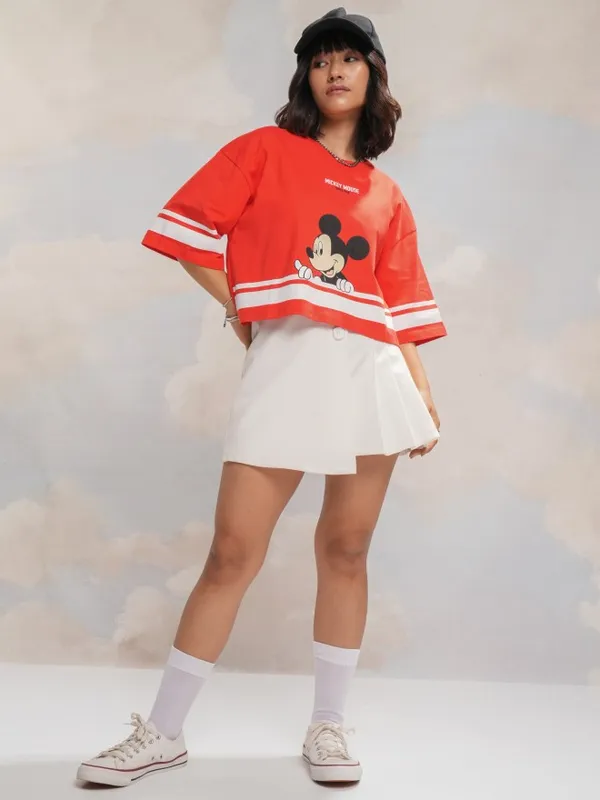 Mickey Mouse Printed Boxy Fit T-Shirt