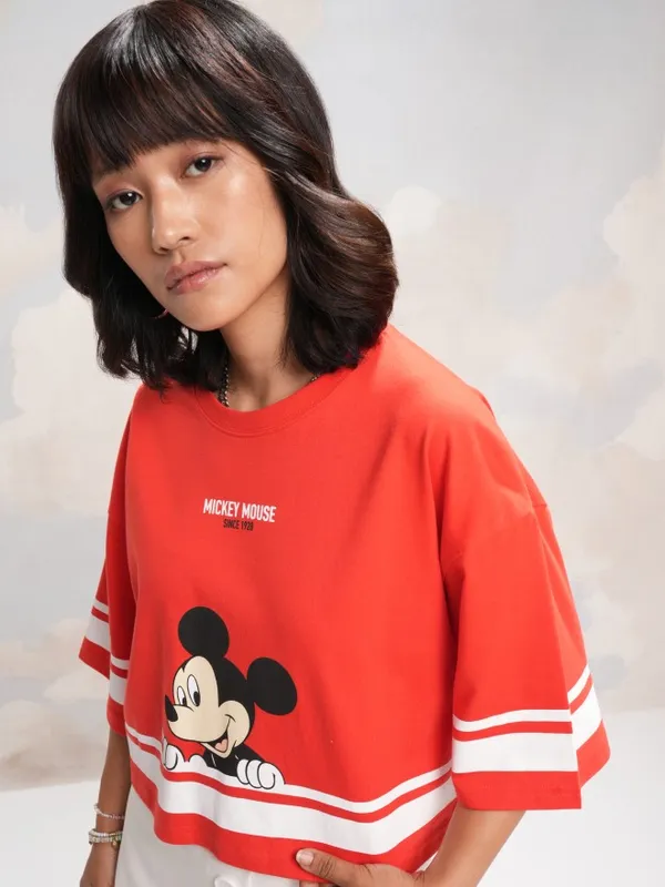 Mickey Mouse Printed Boxy Fit T-Shirt