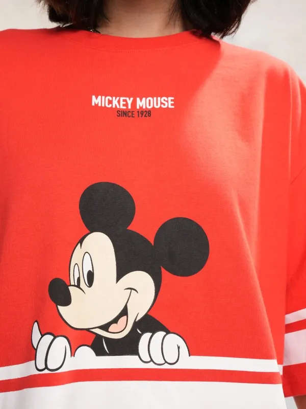 Mickey Mouse Printed Boxy Fit T-Shirt