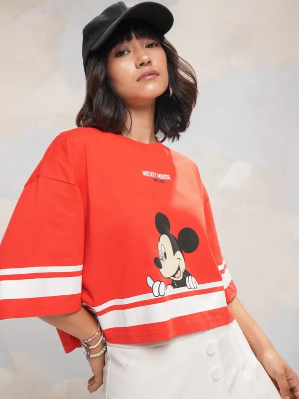 Mickey Mouse Printed Boxy Fit T-Shirt