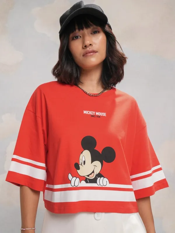 Mickey Mouse Printed Boxy Fit T-Shirt