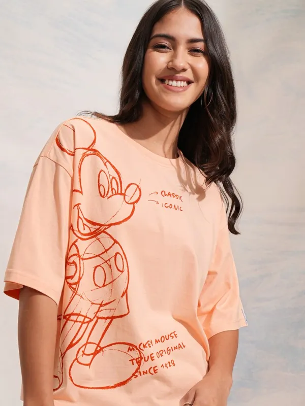 Mickey Mouse Printed Oversized Fit T-Shirt