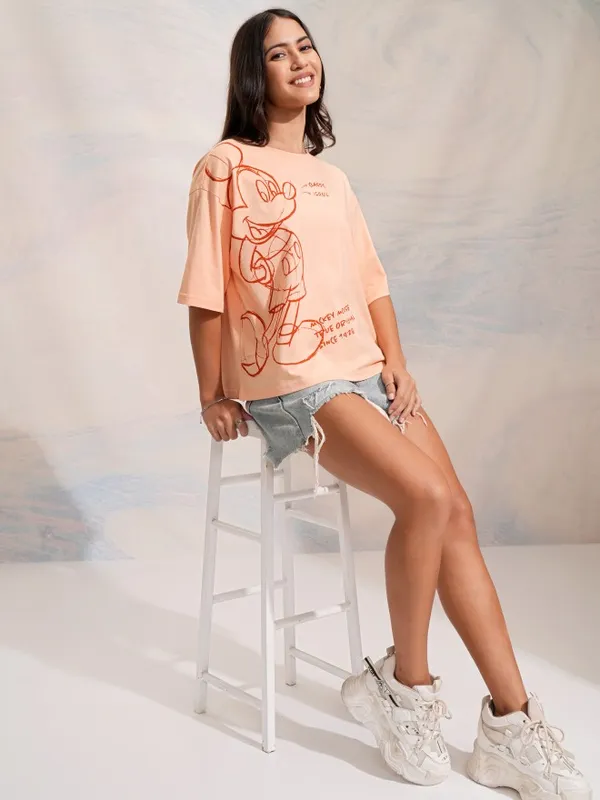 Mickey Mouse Printed Oversized Fit T-Shirt