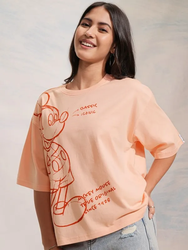 Mickey Mouse Printed Oversized Fit T-Shirt