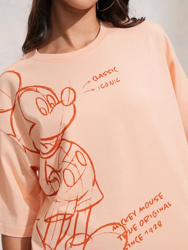 Mickey Mouse Printed Oversized Fit T-Shirt