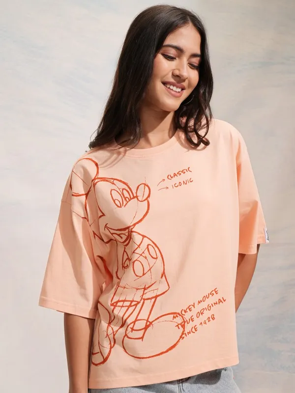 Mickey Mouse Printed Oversized Fit T-Shirt