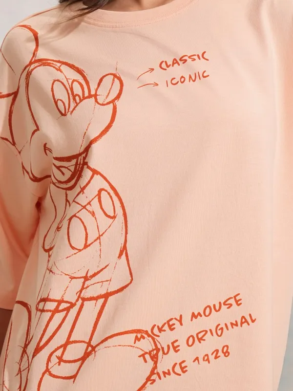 Mickey Mouse Printed Oversized Fit T-Shirt