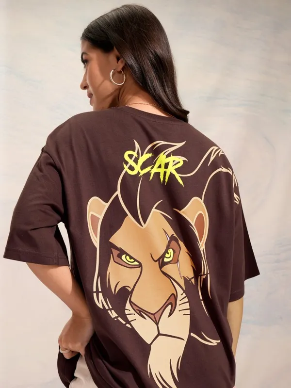 Lion King Women's Printed Oversized Fit T-Shirt