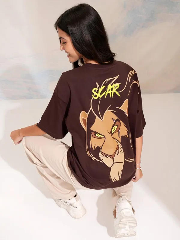 Lion King Women's Printed Oversized Fit T-Shirt