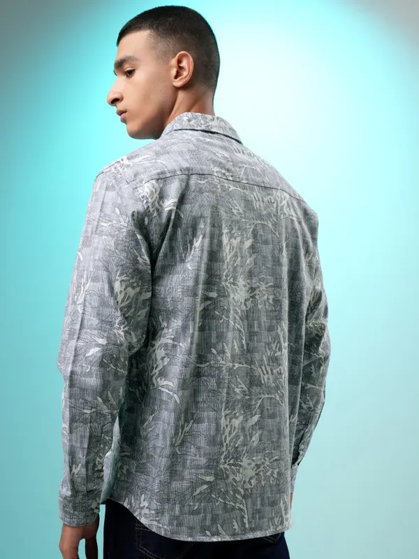 Highlander Men Blue Printed Relaxed Fit Casual Shirt